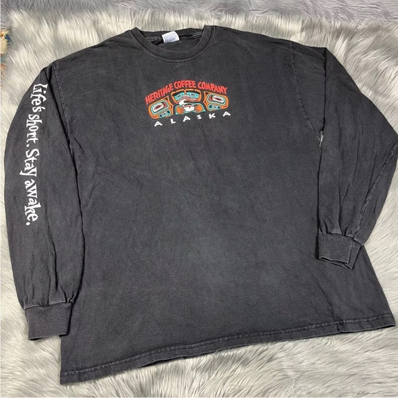 Other - Vintage 90s Heritage Coffee Company Alaska Native Long Sleeve Black Shirt